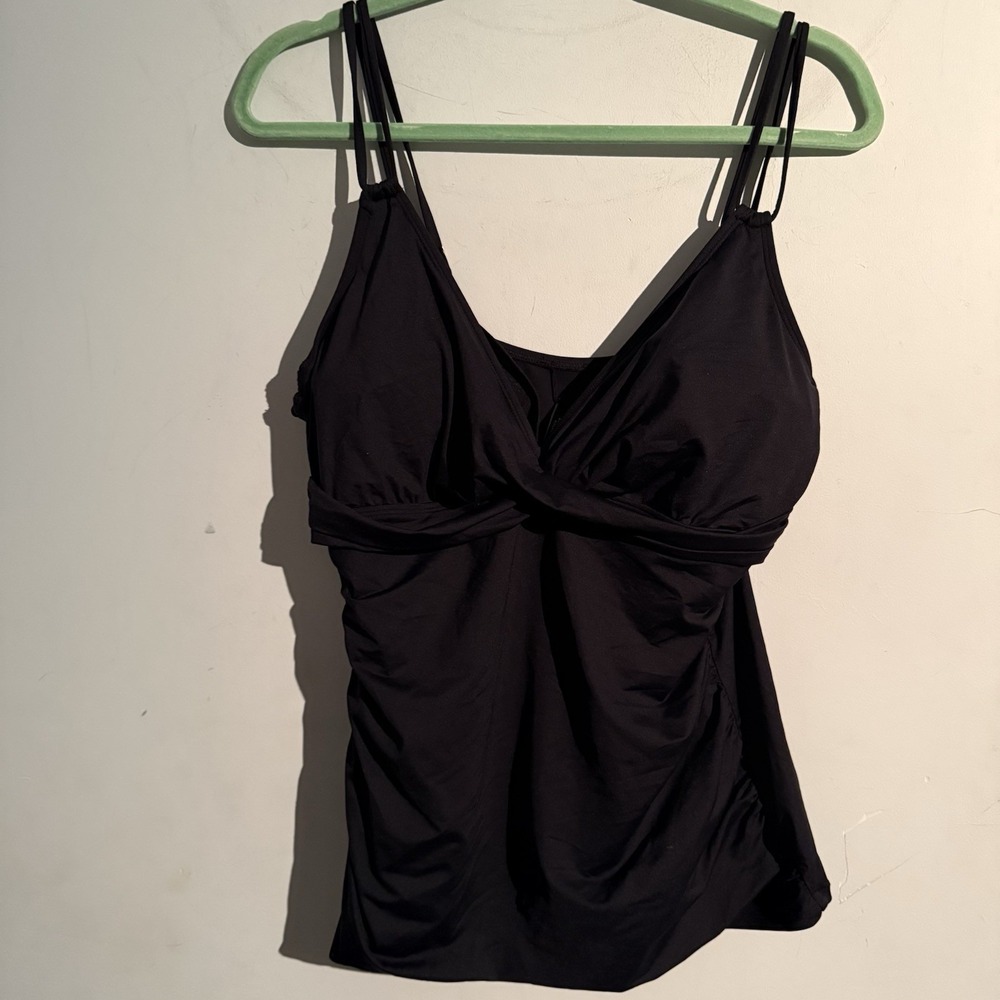 Lauren Ralph Lauren‎ Black Size 16 Swimsuit Tankini Top Twist Front Basic Resort